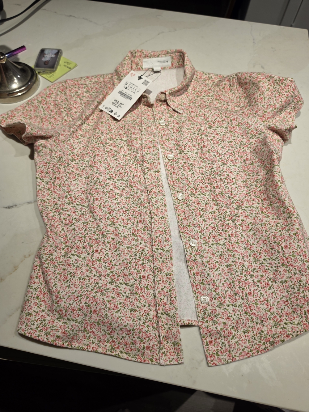 Zara Floral Button-Up Shirt